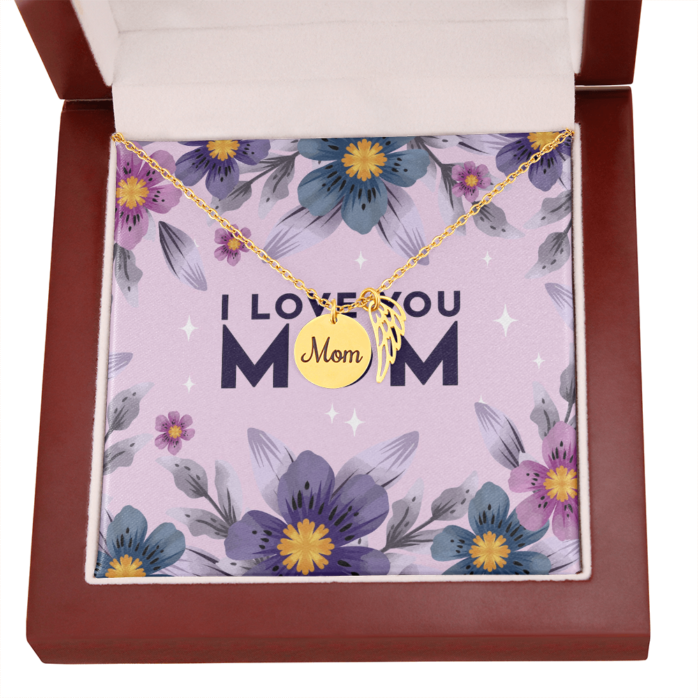 Mom's Love, Forever Close – Memorial Necklace with Angel Wing