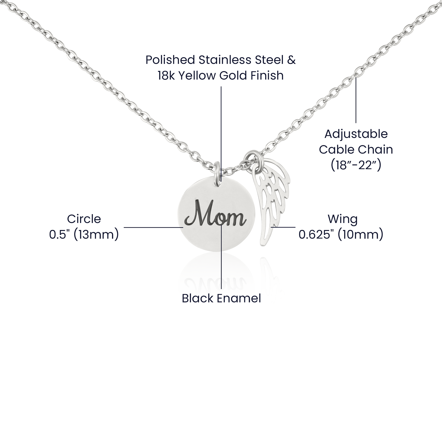 Mom's Love, Forever Close – Memorial Necklace with Angel Wing